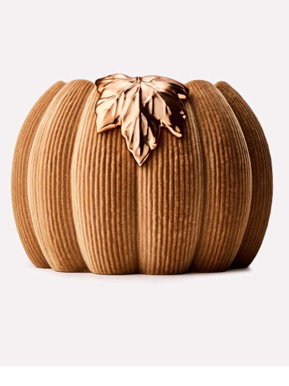 “Tan Corduroy Pumpkin” 3-Wick Candle Holder by Bath & Body Works, NEW in Box